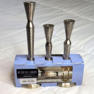 Boston Garden Home Decor Set Of 3 Cast Metal Candle Holders, NEW